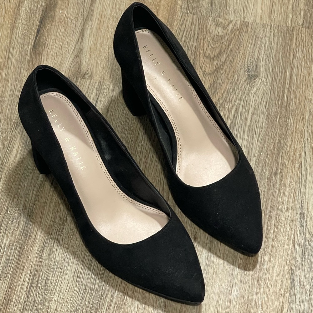 Black Suede Closed-Toe Heels!